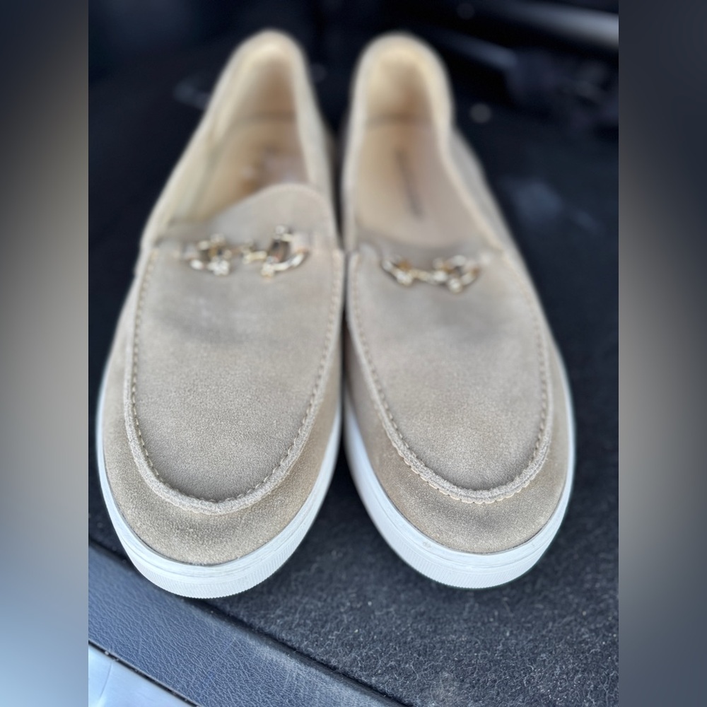 Men’s Saks Fifth Avenue Tan Suede Horsebit Loafers